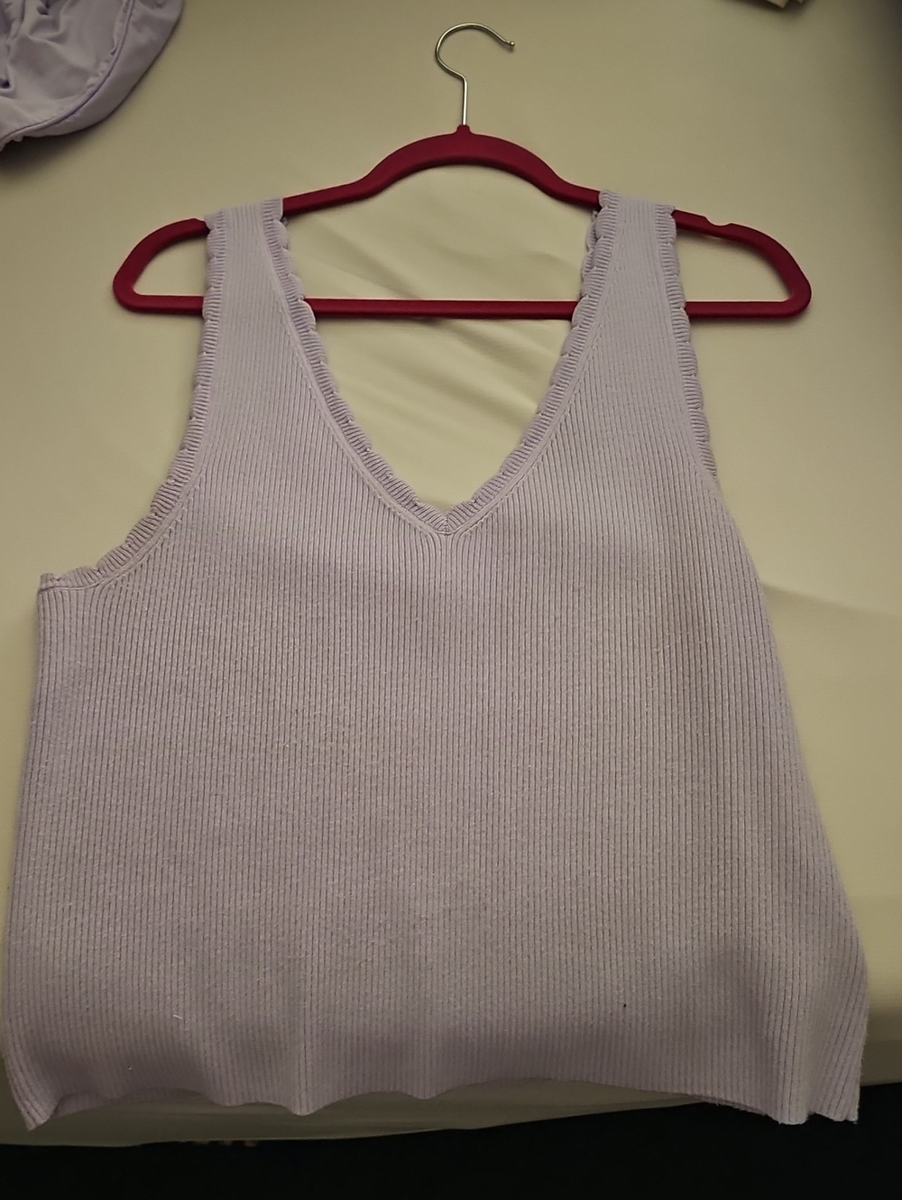 aerie Ribbed V-Neck Tank Top - Light Lavender
